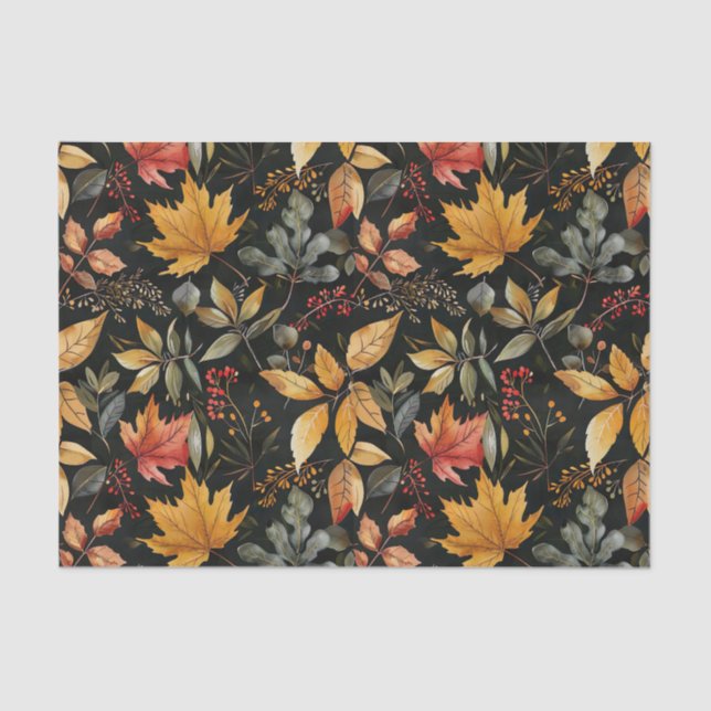 Autumn colorful Fall Leaves Rustic Decoupage Tissue Paper (Front)