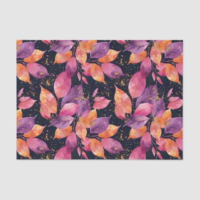 Autumn colorful Fall Leaves Rustic Decoupage Tissue Paper (Front)