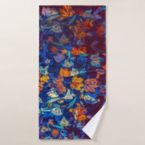 Autumn Colorful Maple Leaves Floating In The Water Bath Towel