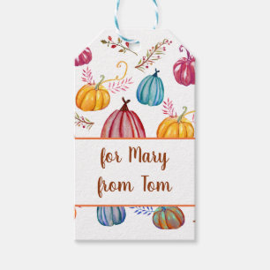 Autumn Colorful Pumpkins Art Gift Tag