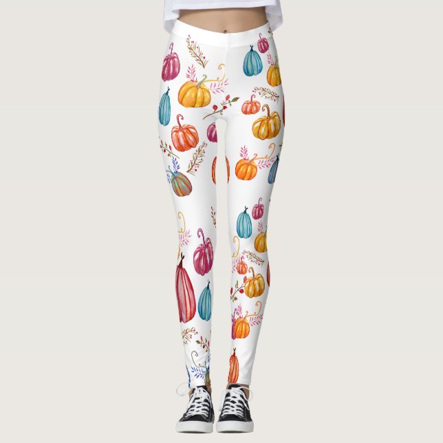 Autumn Colorful Pumpkins Custom Leggings (Front)