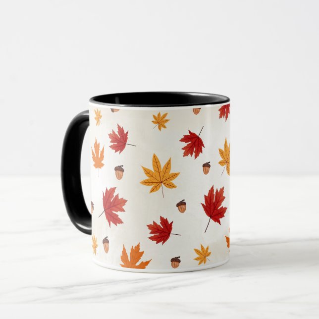 Autumn Colorful Red Orange Yellow Falling Leaves  Mug (Front Left)