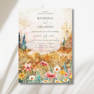 Autumn Colorful Wildflower Meadow Wedding Invitation