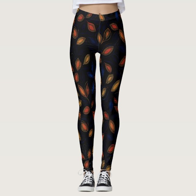 Autumn Colors Abstract Pattern Leggings (Front)
