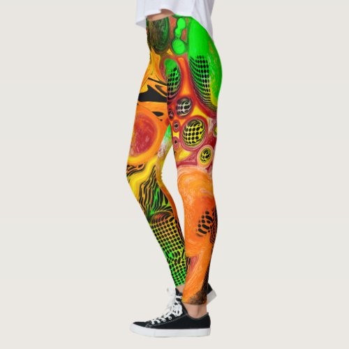 Autumn Colors Abstract Pour Painting Leggings