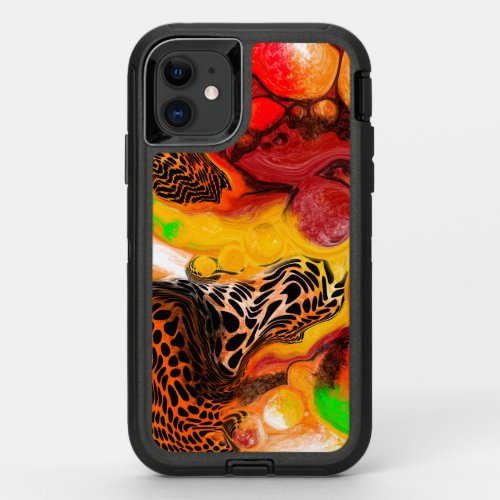 Autumn Colors Abstract Pour Painting OtterBox Defender iPhone 11 Case