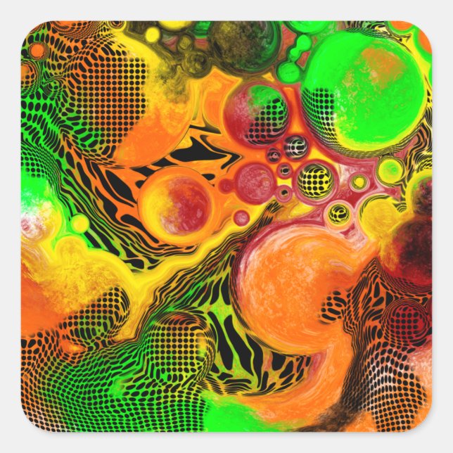 Autumn Colors Abstract Pour Painting Square Sticker (Front)