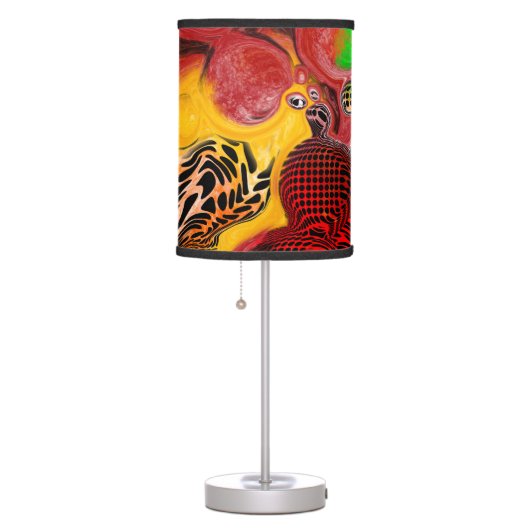 Autumn Colors Abstract Pour Painting    Table Lamp (Right)