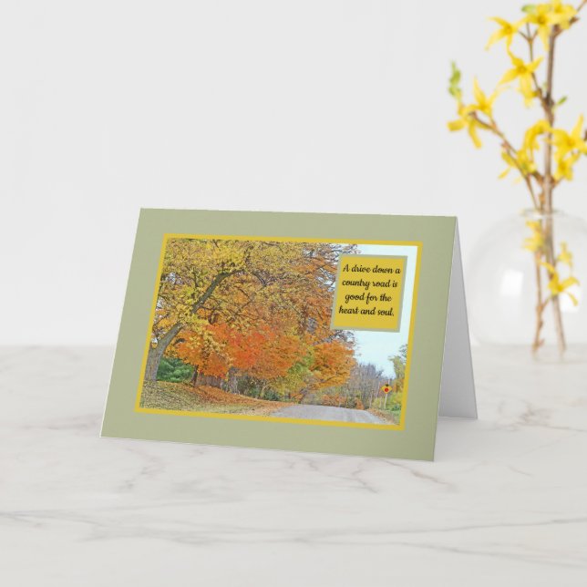 "AUTUMN COLORS ALONG COUNTRY ROAD" CARD (Yellow Flower)