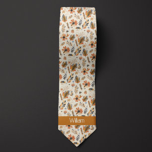 Autumn Colors Boho-Inspired Botanical Neck Tie