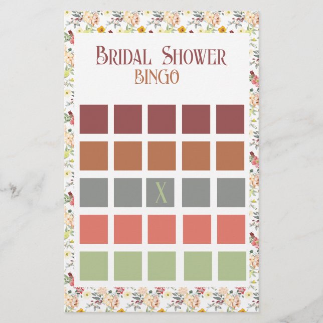 Autumn Colors Bridal Shower Bingo  Flyer (Front)