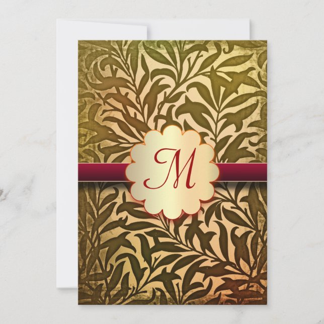 autumn colors elegant wedding monogram invitations (Front)