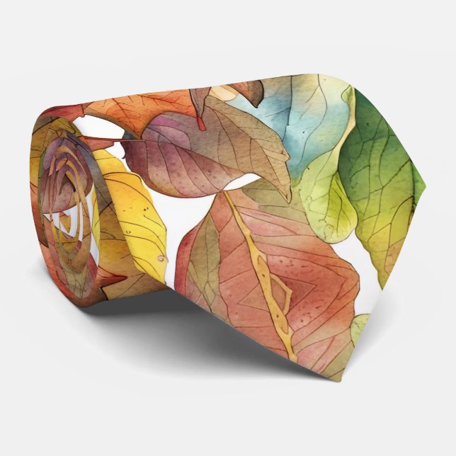Autumn Colors Fall Leaves Neck Tie (Rolled)
