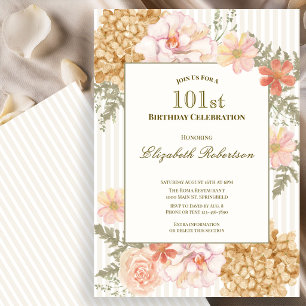 Autumn Colors Floral 101st Birthday Invitation