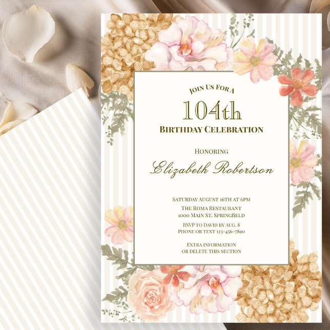Autumn Colors Floral 104th Birthday Invitation (Creator Uploaded)