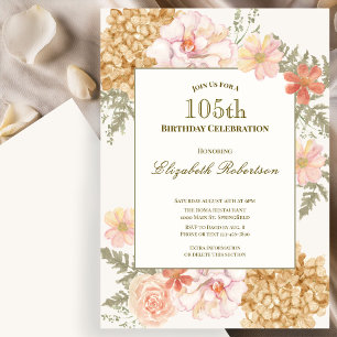 Autumn Colors Floral 105th Birthday Invitation