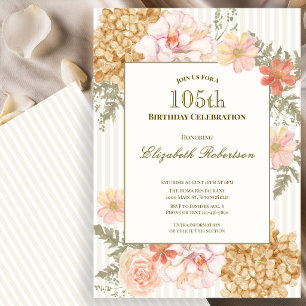 Autumn Colors Floral 105th Birthday Invitation