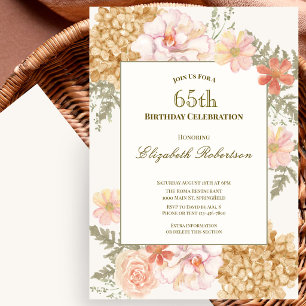 Autumn Colors Floral 65th Birthday Invitation