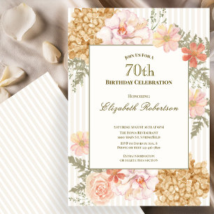 Autumn Colors Floral 70th Birthday Invitation