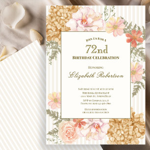 Autumn Colors Floral 72nd Birthday Invitation