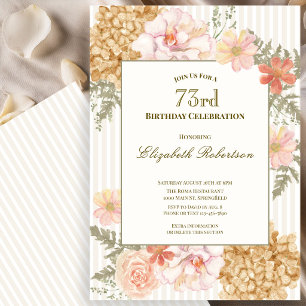Autumn Colors Floral 73rd Birthday Invitation