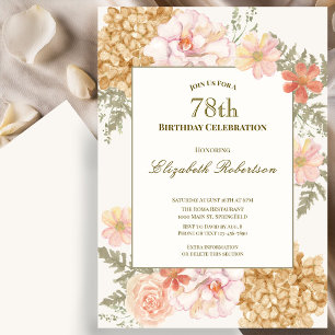 Autumn Colors Floral 78th Birthday Invitation