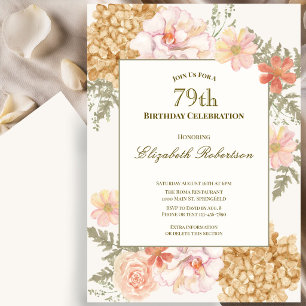 Autumn Colors Floral 79th Birthday Invitation