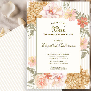 Autumn Colors Floral 82nd Birthday Invitation