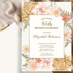 Autumn Colors Floral 85th Birthday Invitation