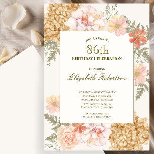 Autumn Colors Floral 86th Birthday Invitation