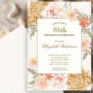 Autumn Colors Floral 86th Birthday Invitation