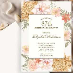 Autumn Colors Floral 87th Birthday Invitation