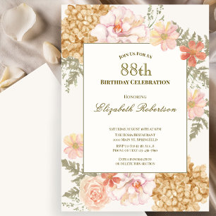 Autumn Colors Floral 88th Birthday Invitation