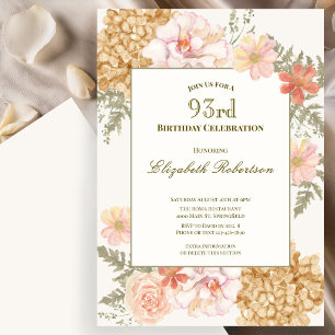 Autumn Colors Floral 93rd Birthday Invitation