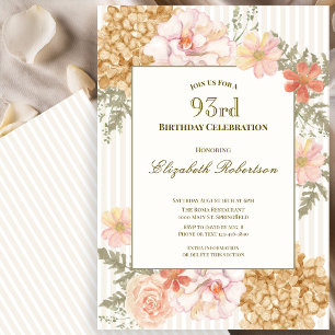 Autumn Colors Floral 93rd Birthday Invitation