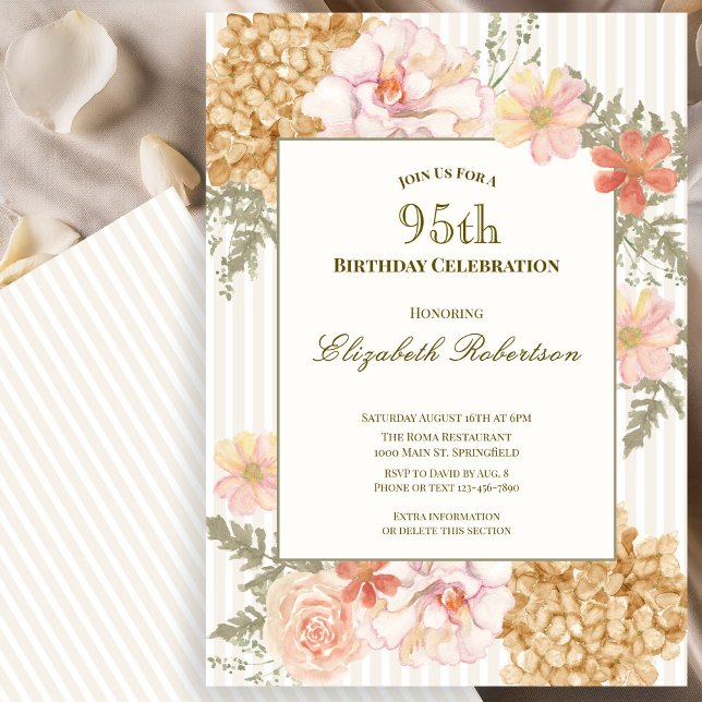 Autumn Colors Floral 95th Birthday Invitation (Creator Uploaded)