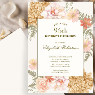 Autumn Colors Floral 96th Birthday Invitation