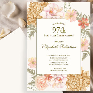 Autumn Colors Floral 97th Birthday Invitation