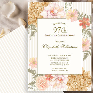 Autumn Colors Floral 97th Birthday Invitation