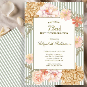 Autumn Colors Floral Sage 72nd Birthday Invitation