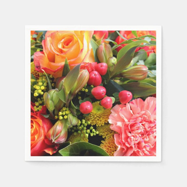 Autumn Colors Flower Bouquet Napkins (Front)