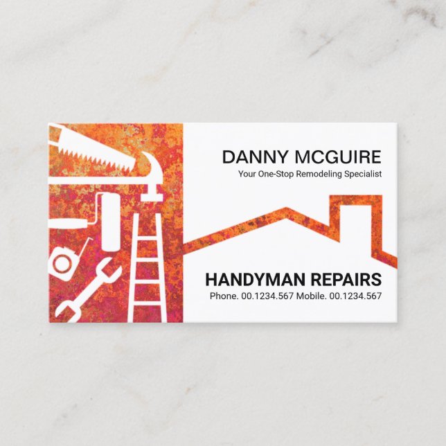 Autumn Colors Foliage Handyman Tools Roof Business Card (Front)