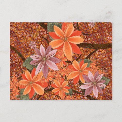 Autumn Colors Fractal Art Flowers Postcard
