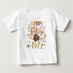 Autumn Colors Happy Turkey Day Cute Thanksgiving Baby T-Shirt