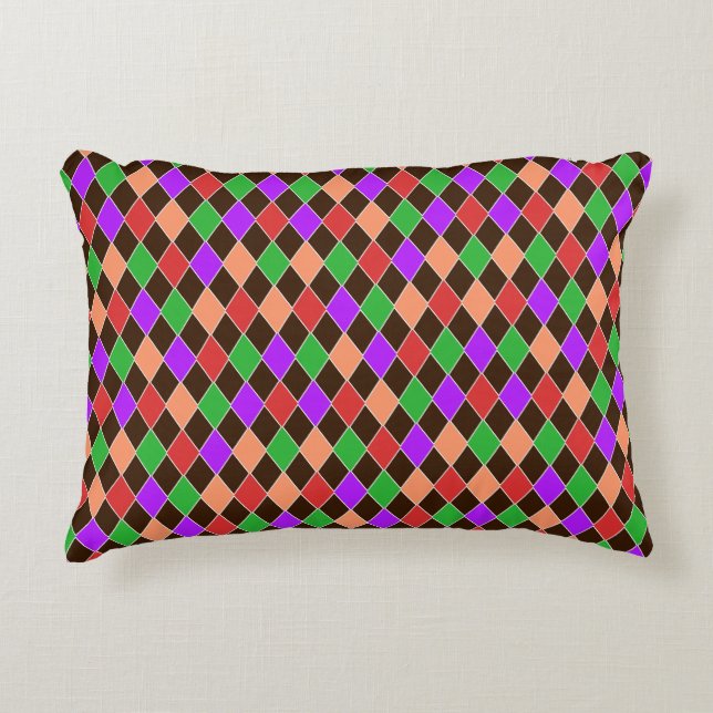 Autumn Colors Harlequin Accent Pillow (Front)