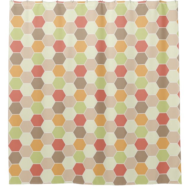Autumn Colors Honeycomb Pattern Shower Curtain (Front)
