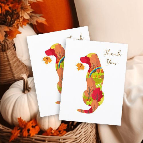 Autumn colors Labrador Silhouette Thank You Postcard