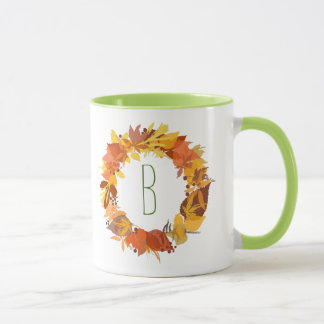 Autumn Colors Leafs Wreath Illustration Mug
