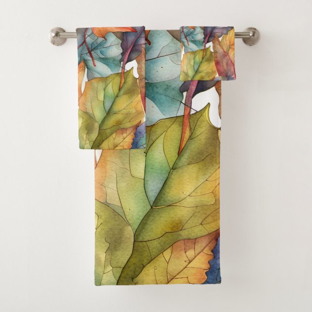 Autumn colors leaves art.  bath towel set (Insitu)