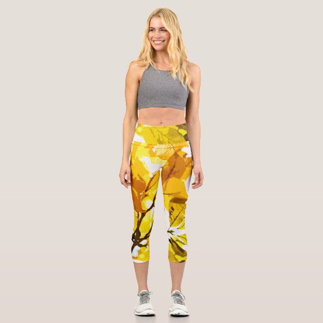 Autumn colors, leaves capri leggings (Front)